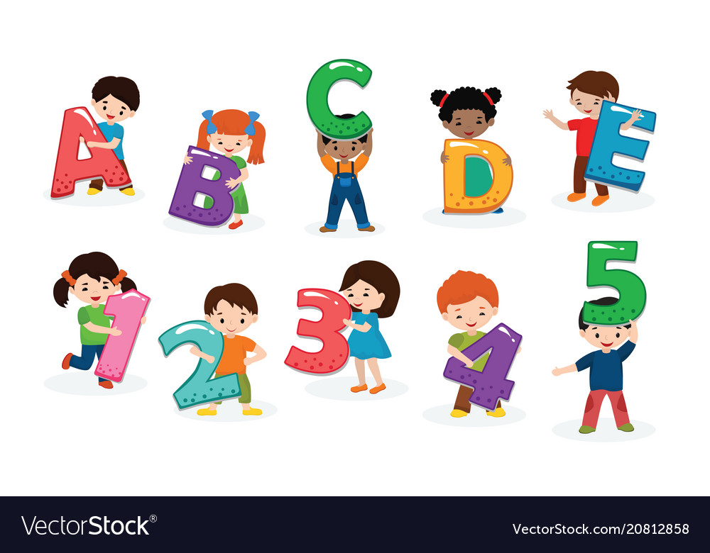 Kids alphabet children font and boy or girl Vector Image