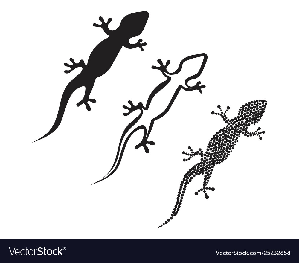 Lizard chameleon gecko silhouette black Royalty Free Vector