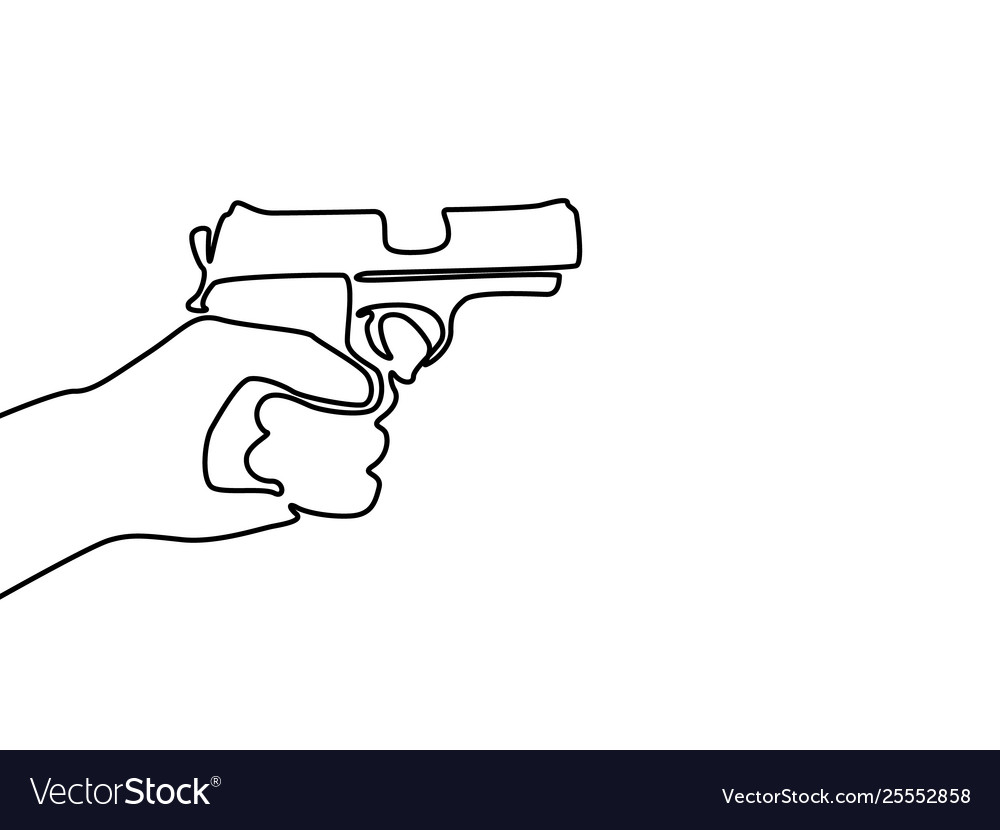 Continuous One Line Drawing Hand Holding Gun Vector Image | Images and