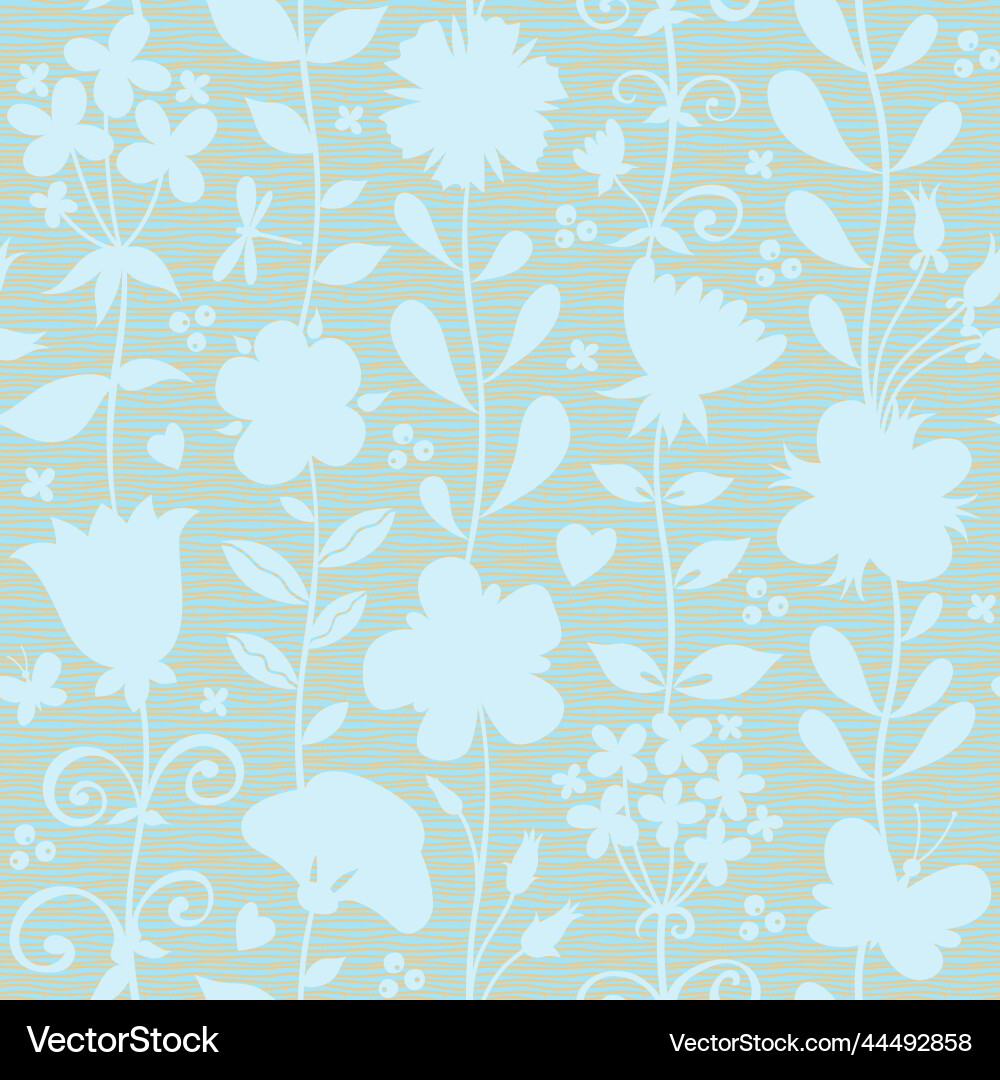 Seamless pattern with silhouettes flowers Vector Image