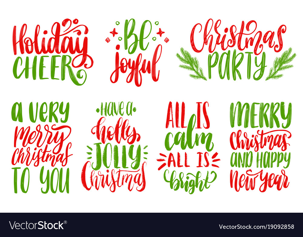 Set of new year hand lettering on white background