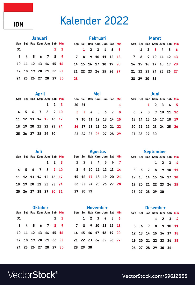 Simple annual 2022 year wall and book calendar Vector Image