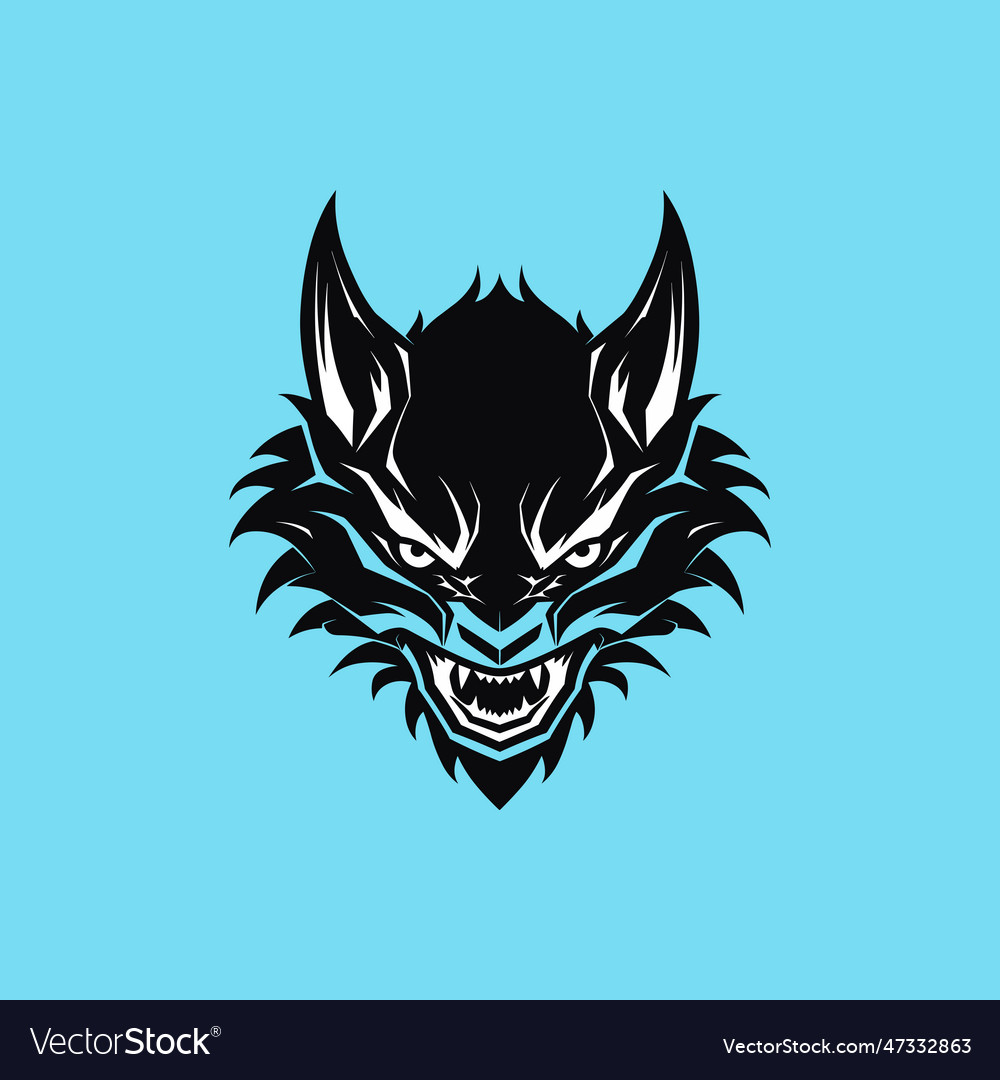 Angry wolf mascot logo hand drawn Royalty Free Vector Image