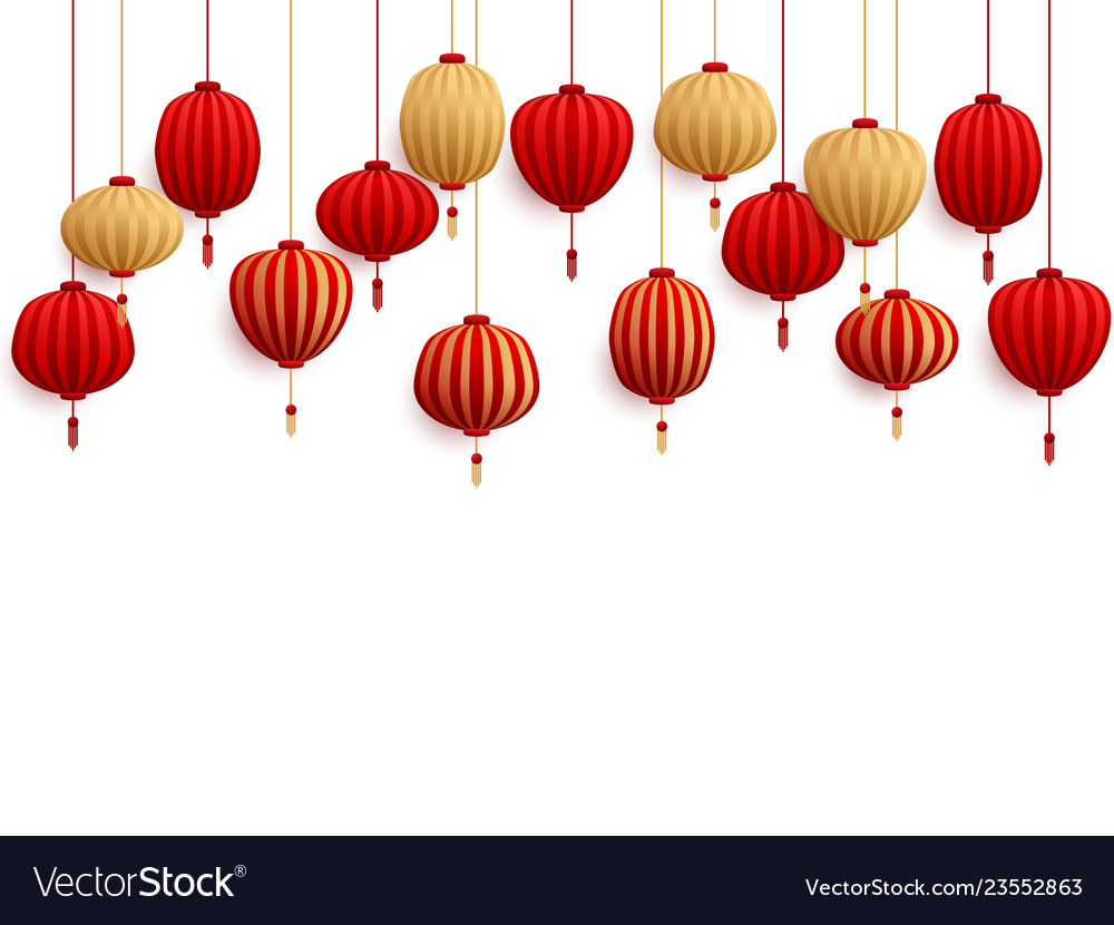Chinese New Year Decorative Paper Lanterns Vector Image