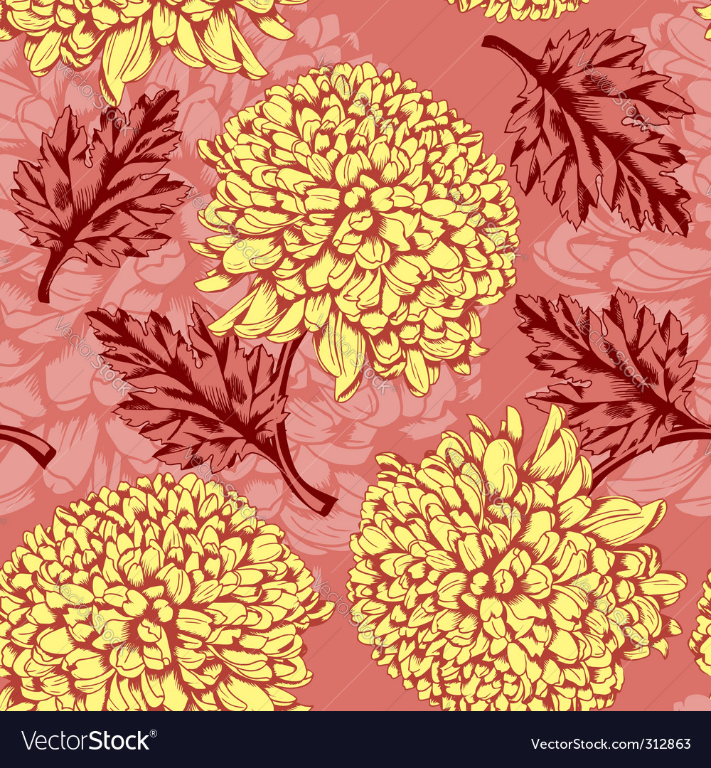 Excellent seamless pattern with chrysanthemum Vector Image