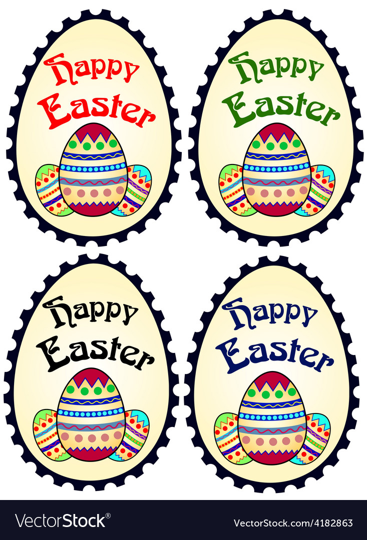 Four easter stamps Royalty Free Vector Image - VectorStock