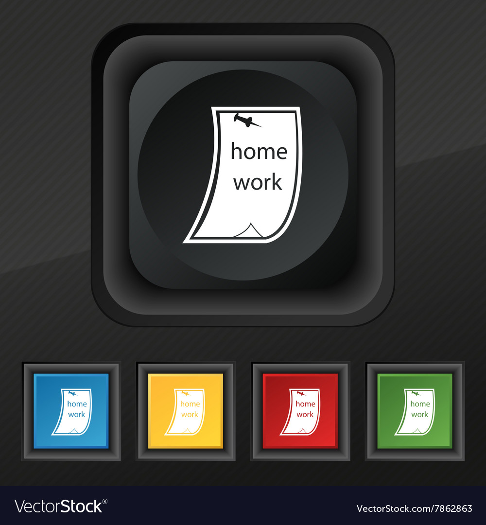 Homework icon symbol set of five colorful stylish Vector Image