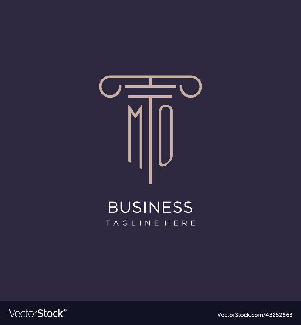 Mo initial with pillar logo design luxury law Vector Image