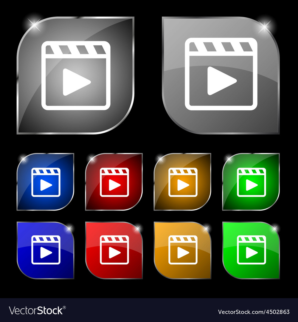 Play video icon sign set of ten colorful buttons