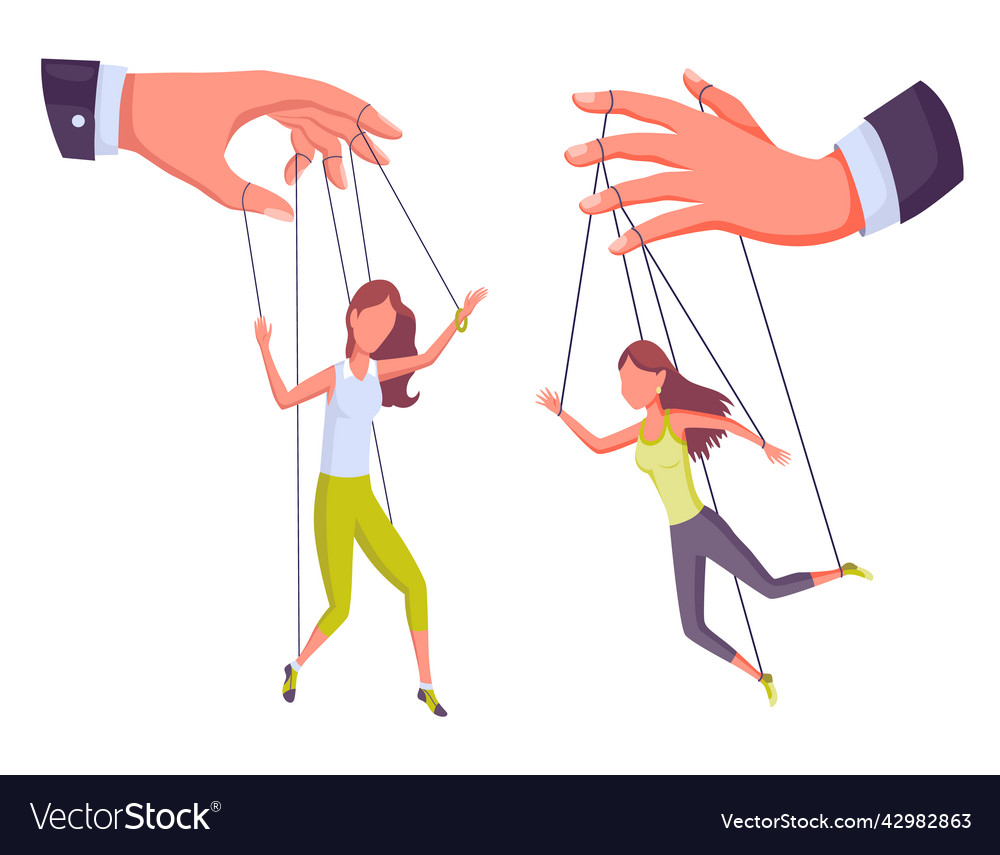 Puppeteer hands controlling puppets manipulator Vector Image