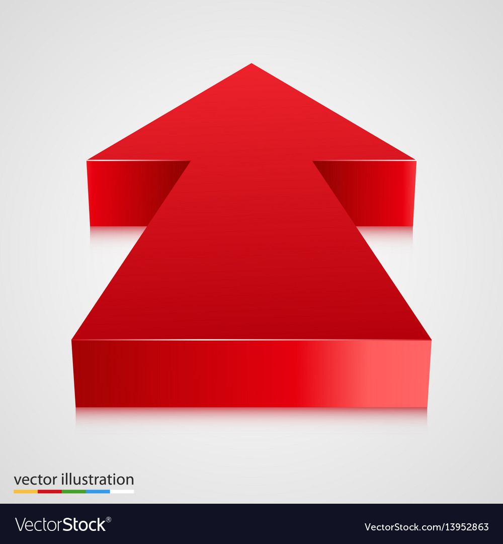 Red 3d arrow pointing towards Royalty Free Vector Image