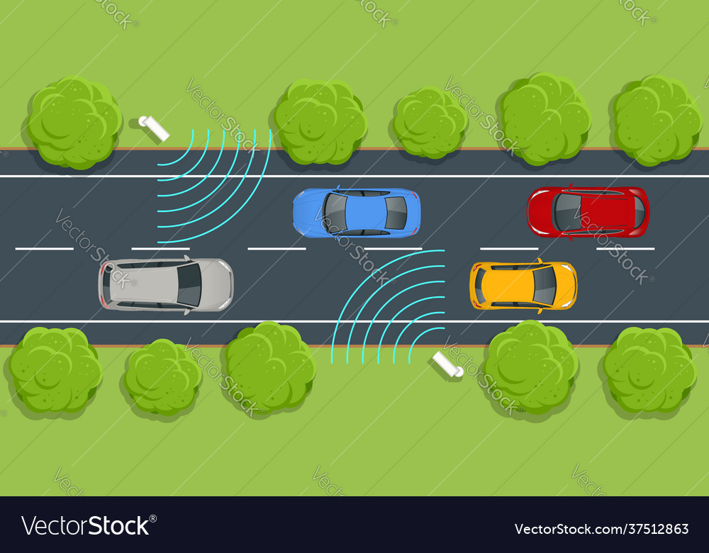 Specs average speed measuring speed camera system Vector Image