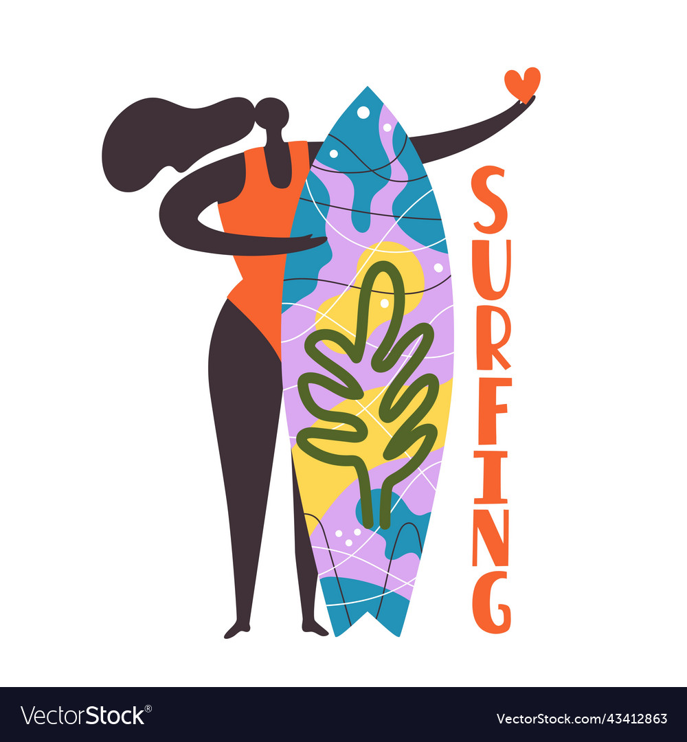 With woman in red swimsuit colored abstract vector image With woman in red swimsuit colored abstract