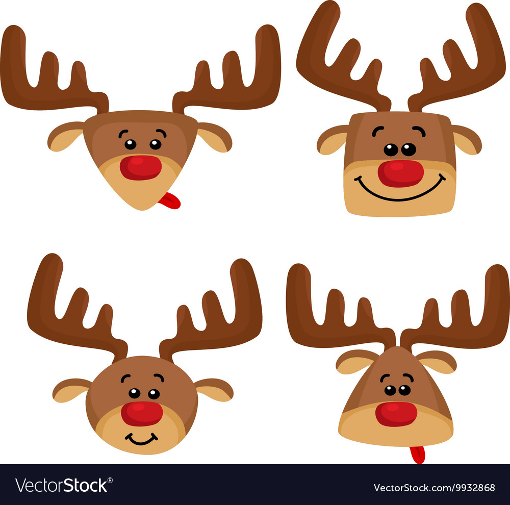 Cartoon set with heads of deers