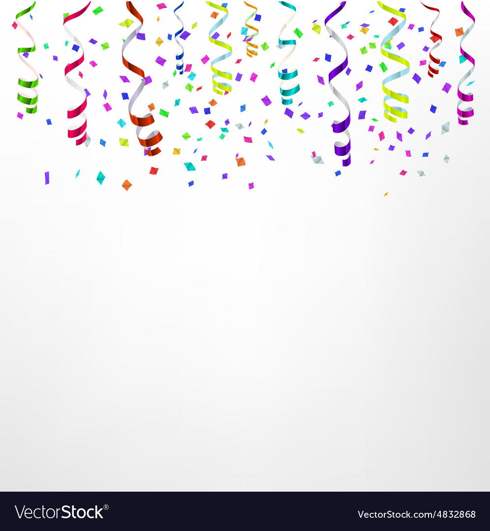 celebration background template with confetti and vector image