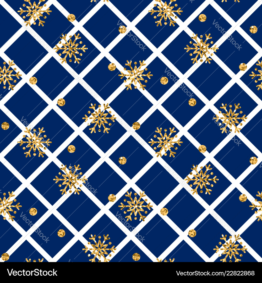 Christmas gold snowflake seamless pattern Vector Image