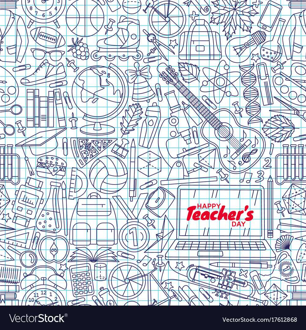 Happy teachers day seamless pattern greeting card Vector Image