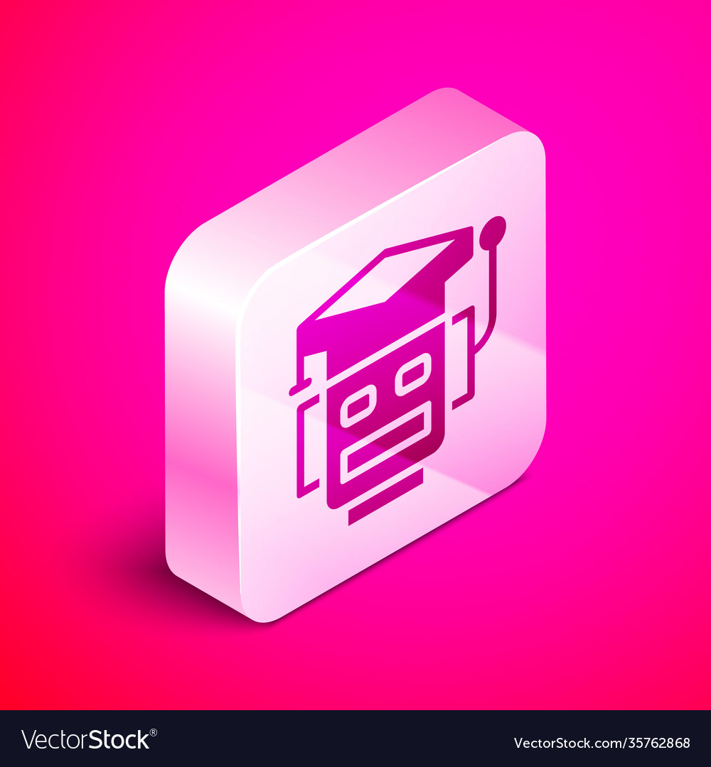 Isometric robot icon isolated on pink background