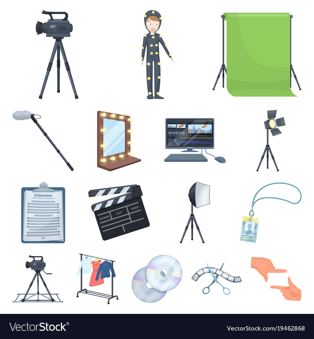 Making a movie cartoon icons in set collection Vector Image