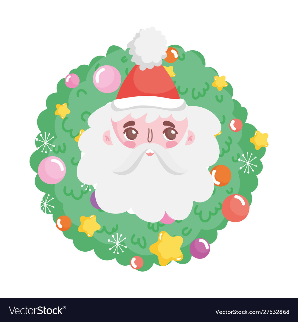 Santa face wreath balls merry christmas