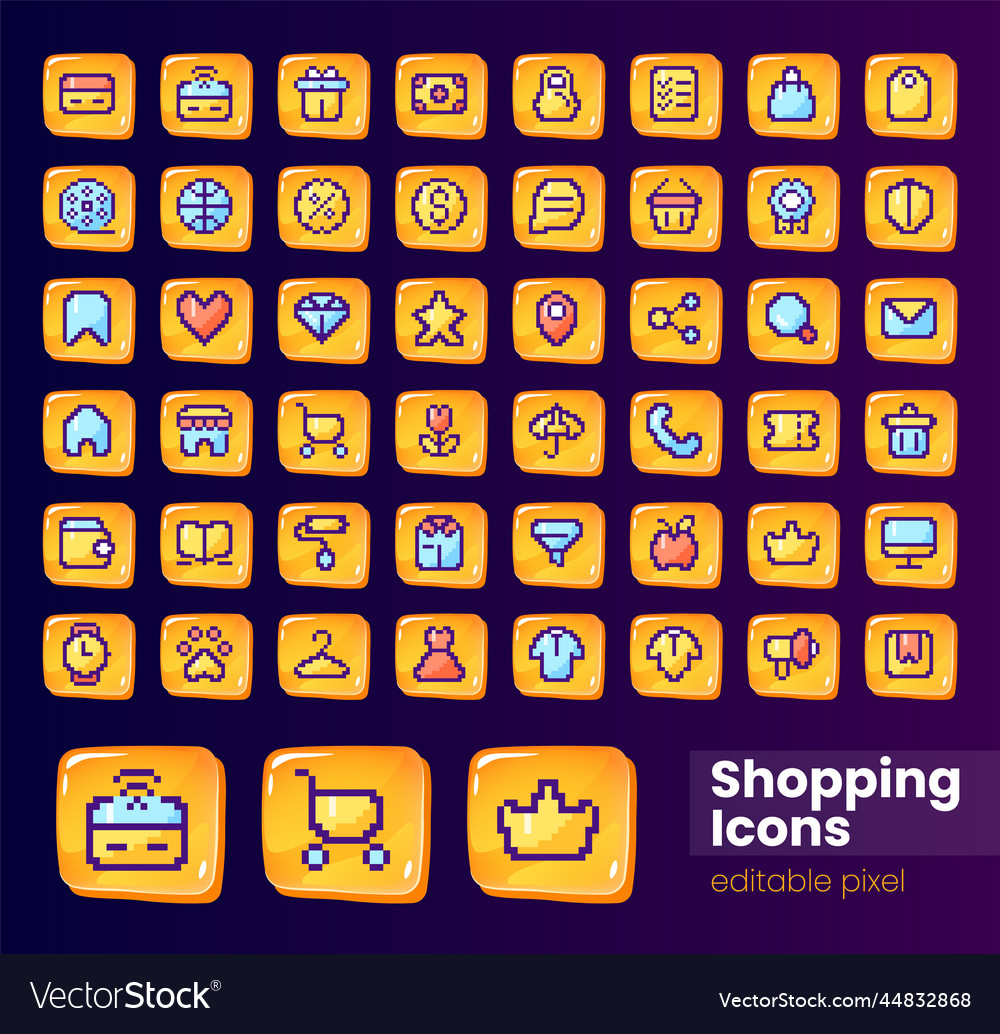 Shopping glossy ui button with pixelated color