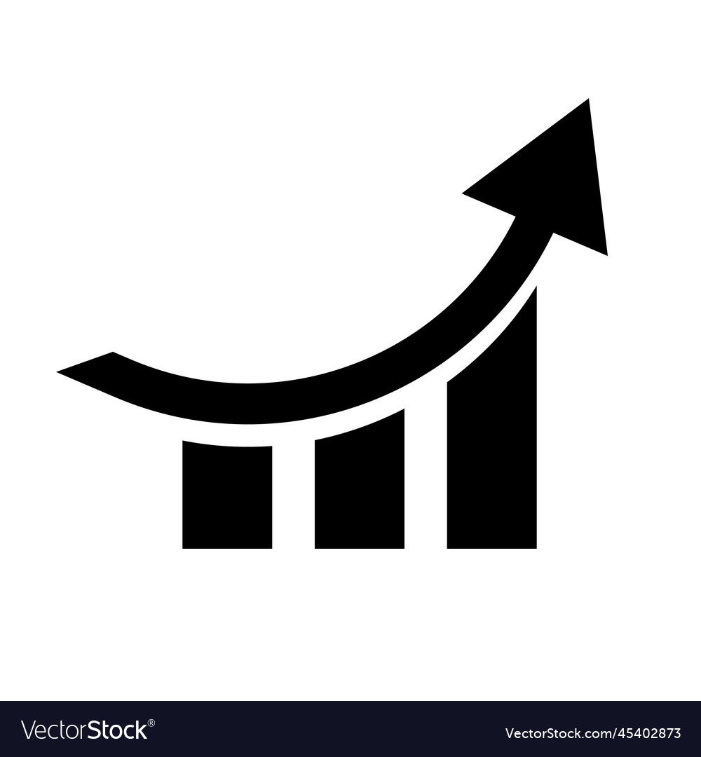 Bar graph silhouette icon in increase Royalty Free Vector