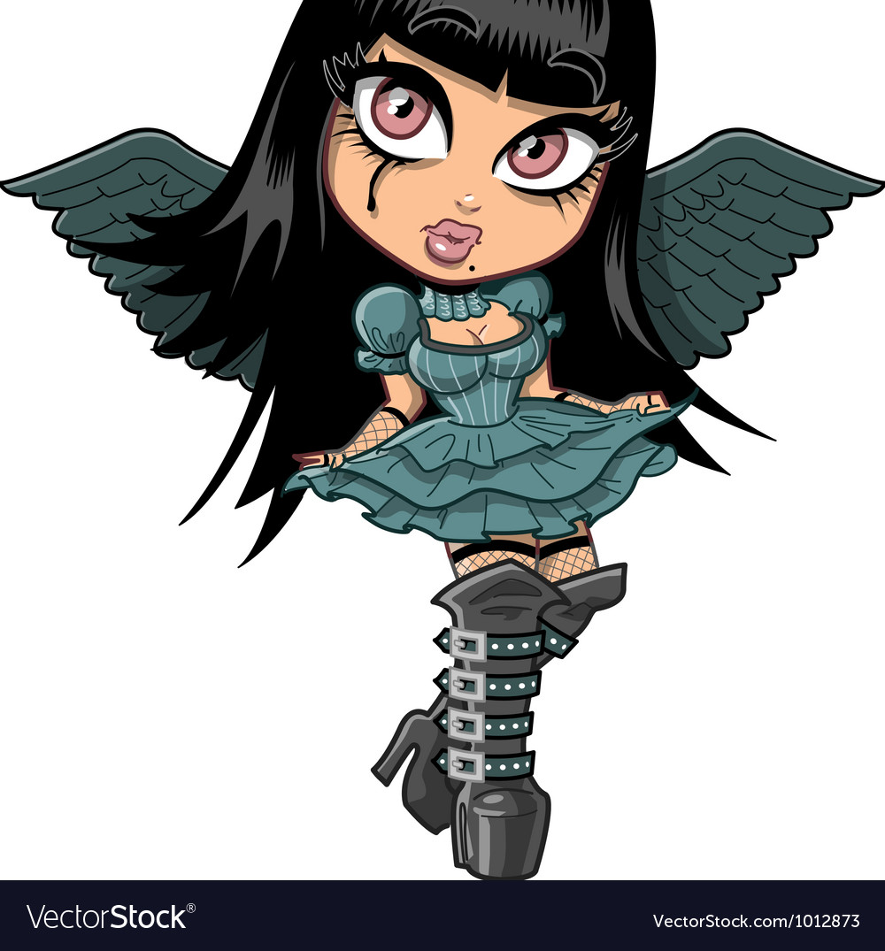 Cute Goth Girl With Wings Royalty Free Vector Image