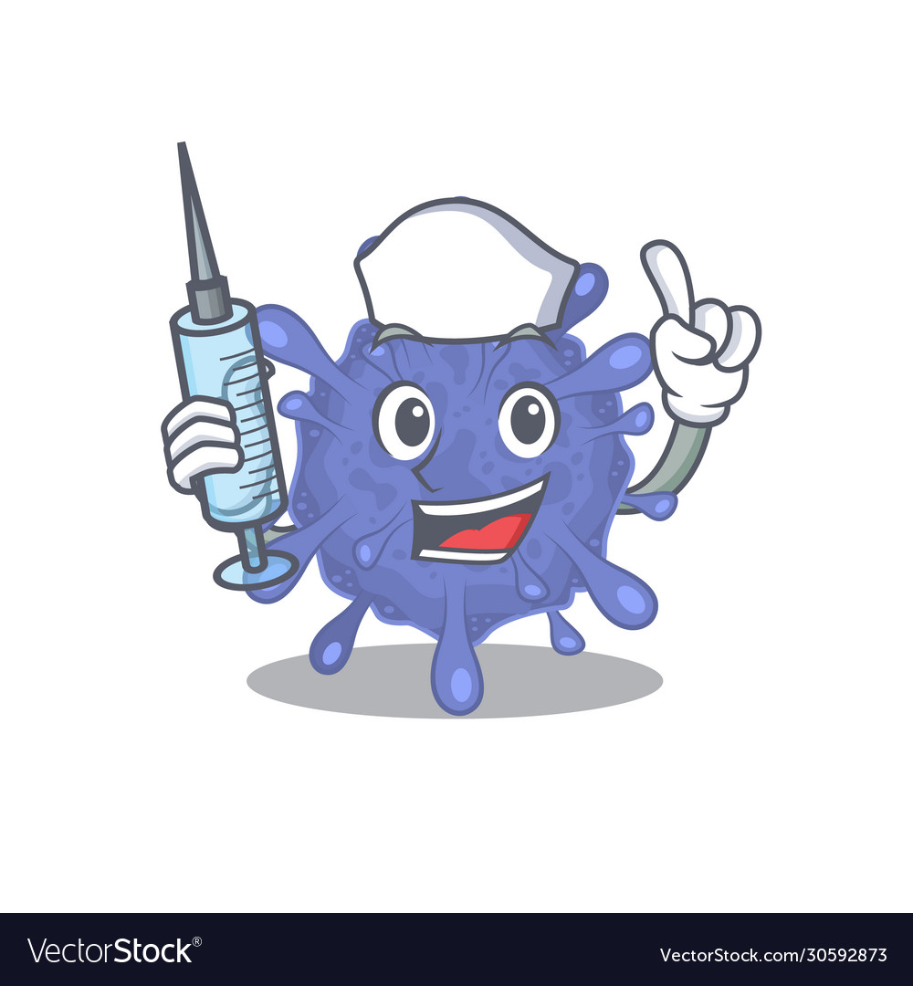 Friendly nurse biohazard viruscorona mascot