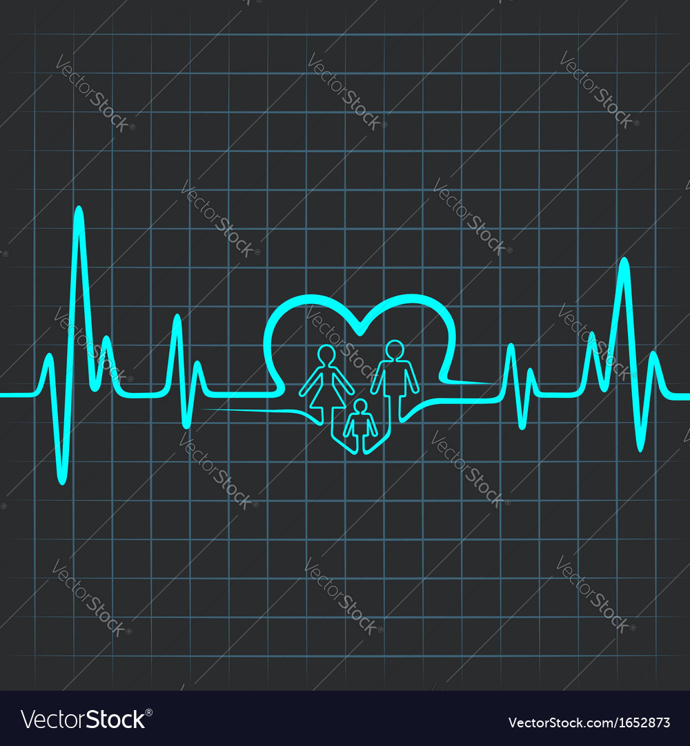 Heartbeat make family and heart symbol Royalty Free Vector