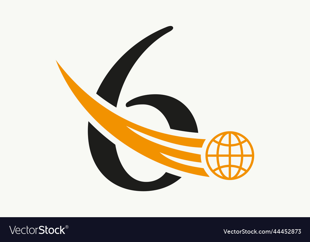 Letter 6 world logo concept with moving global