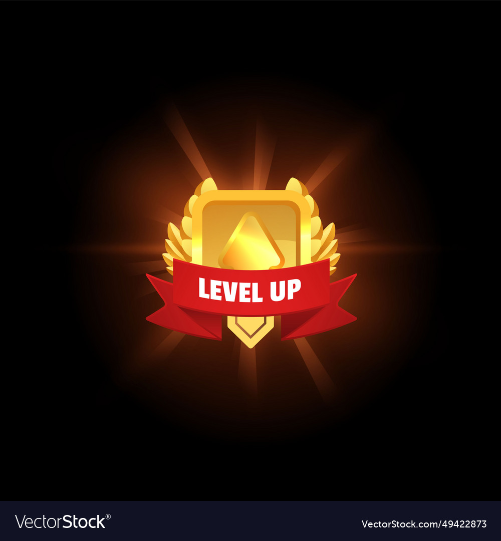 Level up game badge or banner template realistic Vector Image