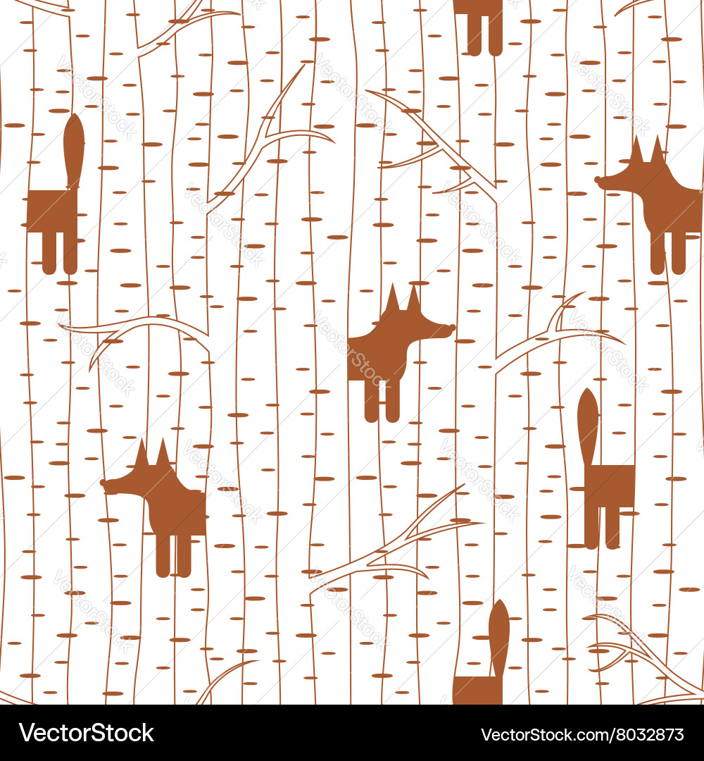 Seamless pattern with fox in forest Royalty Free Vector
