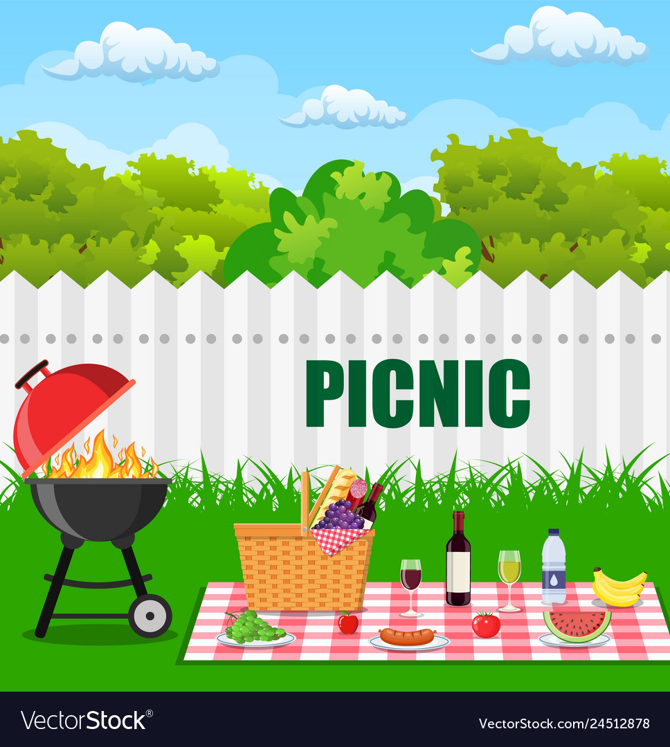 Barbecue grill and kitchen utensils Royalty Free Vector