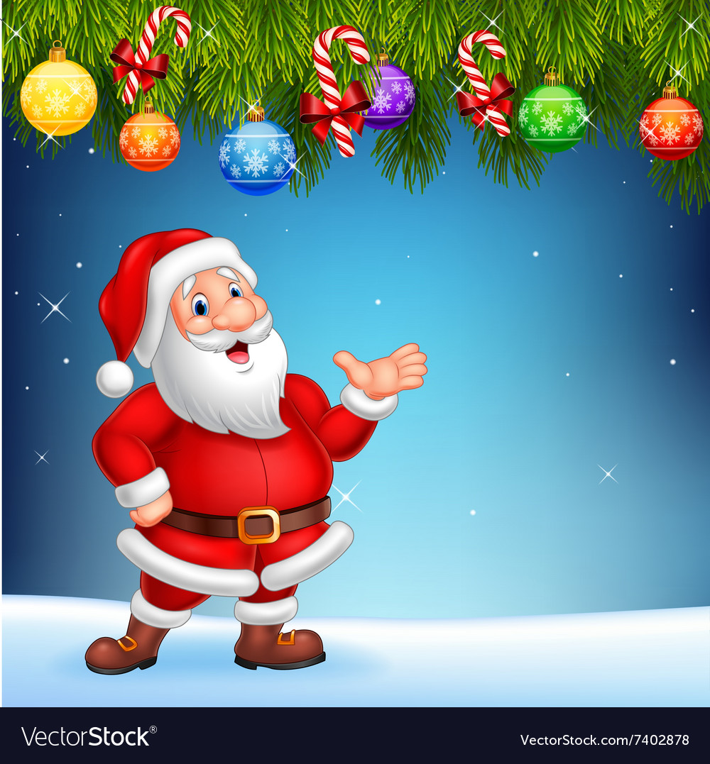 Cartoon Santa Claus Waving Hand With Christmas Vector Image