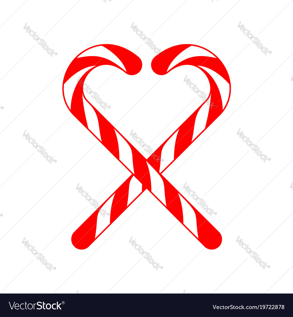 Christmas candy cane cross love Royalty Free Vector Image