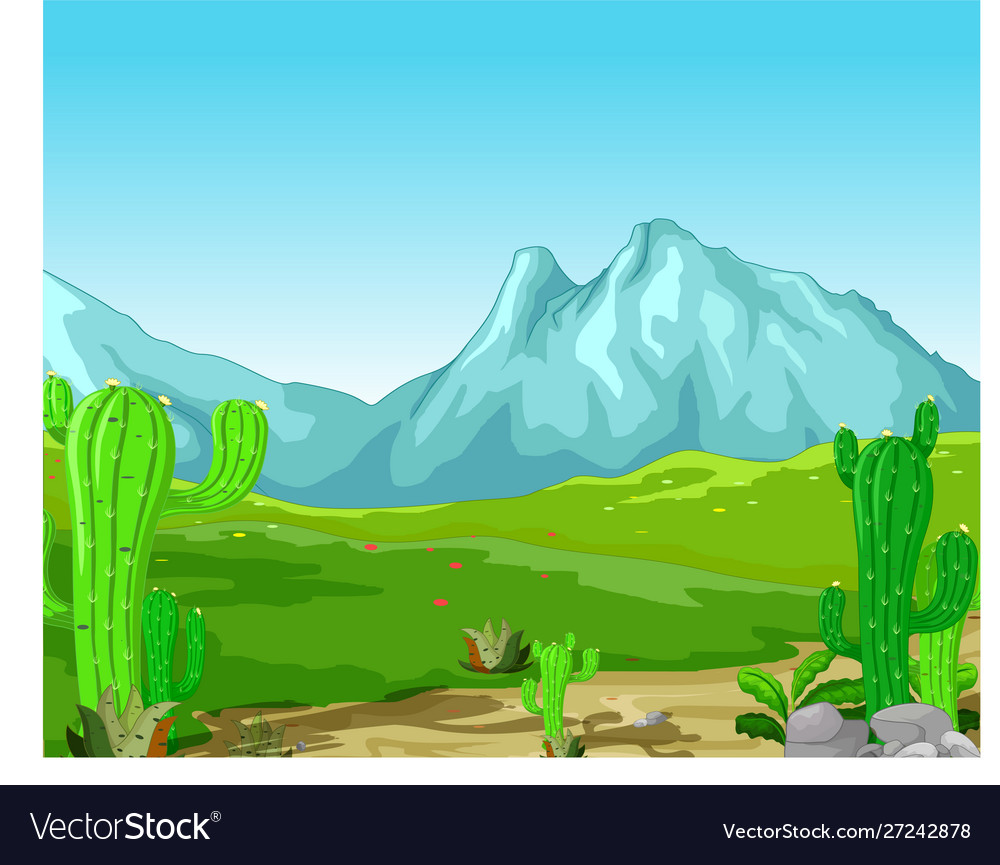 Cool grass hill landscape with mountain cartoon Vector Image