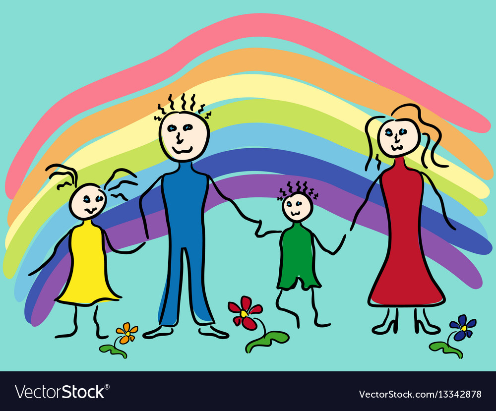 Family and rainbow Royalty Free Vector Image - VectorStock