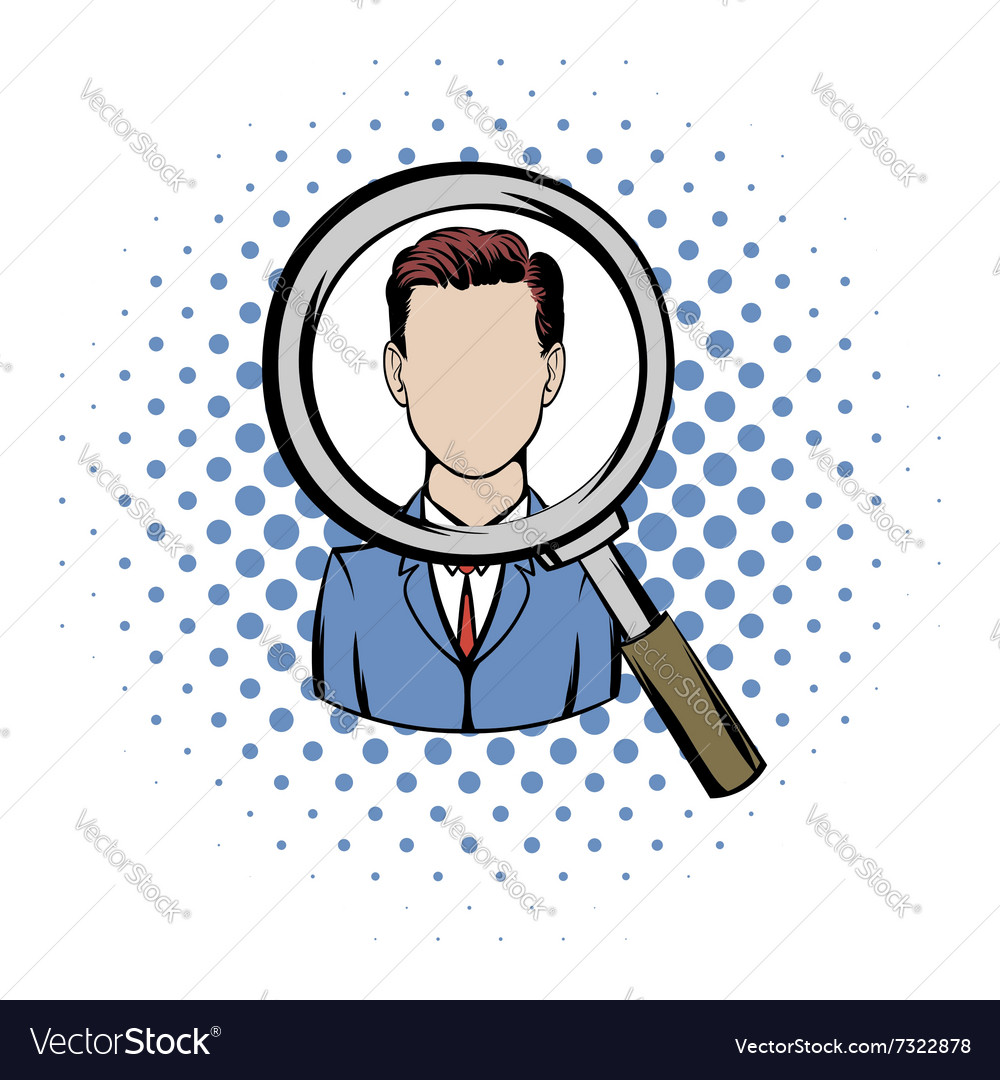 Magnifying Glass Focused On A Person Comics Icon Vector Image