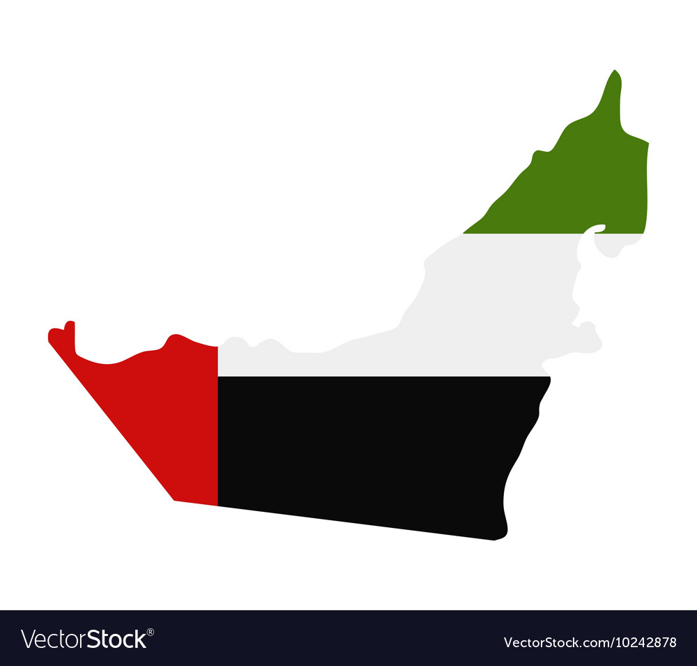 Map arab emirates with flag Royalty Free Vector Image