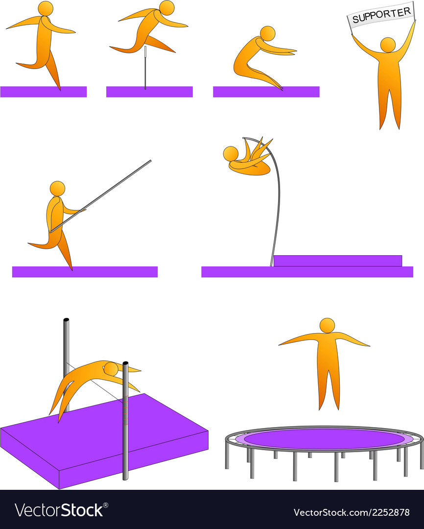 Silhouettes humans jumping sport Royalty Free Vector Image