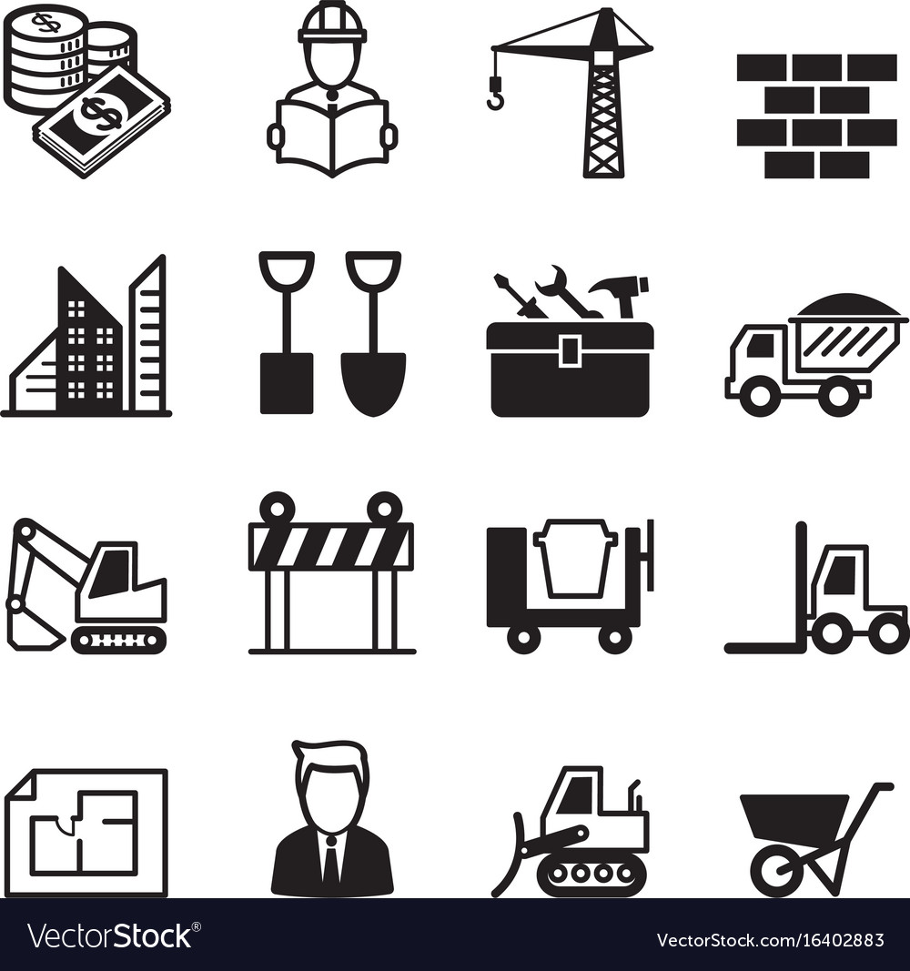 Construction icons set 1 Royalty Free Vector Image