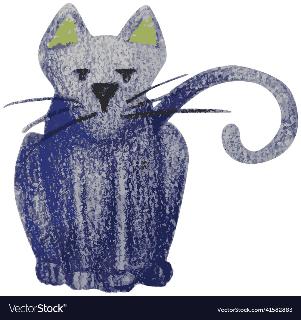 Cute blue cat Royalty Free Vector Image - VectorStock