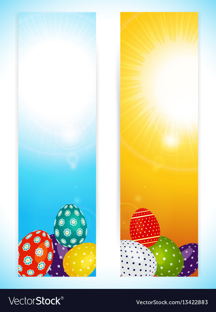 Easter vertical banners with decorated eggs