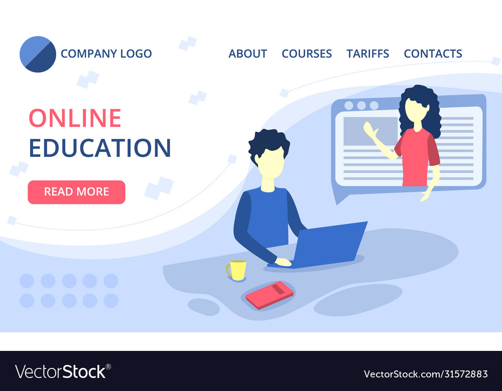 Online courses landing page Royalty Free Vector Image