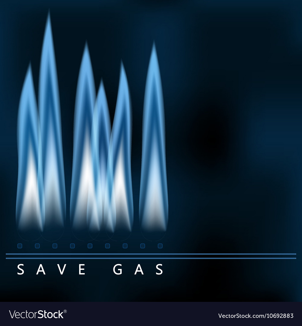 Save gas blue gas flame energy saving Royalty Free Vector