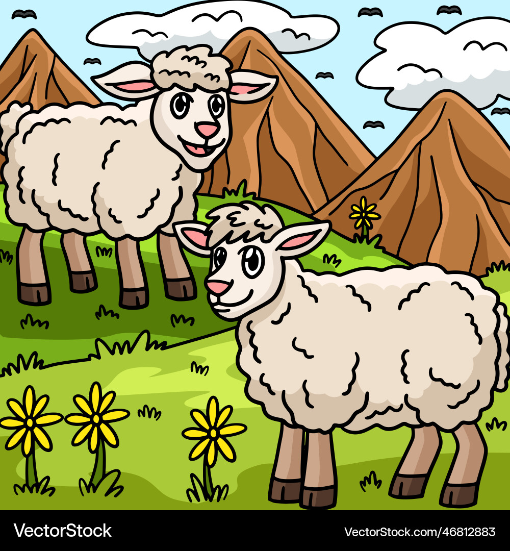Sheep animal colored cartoon Royalty Free Vector Image
