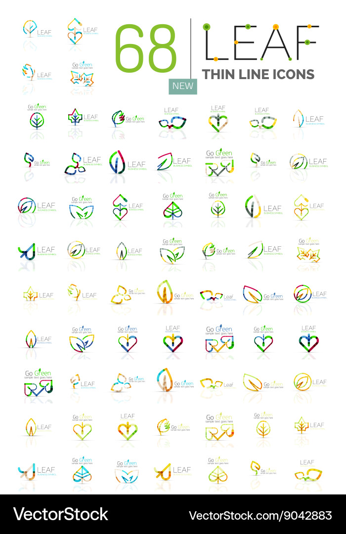 Thin line leaf geometric icons Royalty Free Vector Image