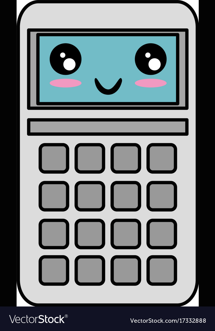 Calculator math kawaii character Royalty Free Vector Image