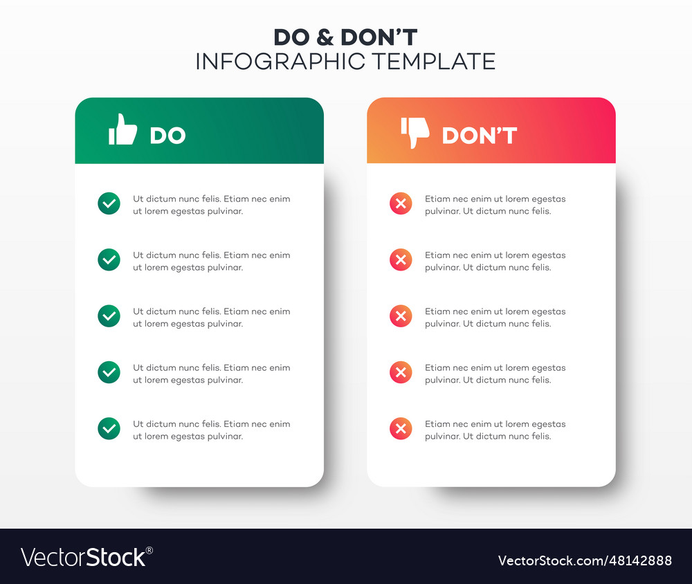 Do and dont infographic template Royalty Free Vector Image