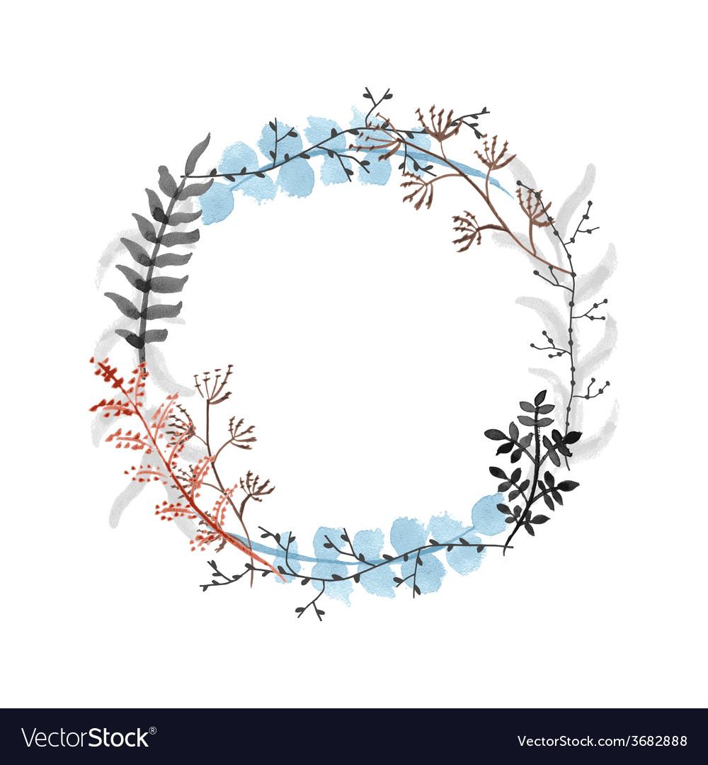 Download Hand drawn floral wreath Royalty Free Vector Image